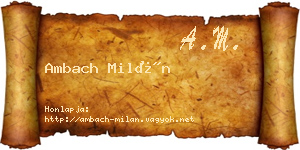 Ambach Milán névjegykártya