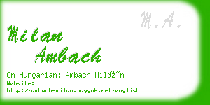 milan ambach business card